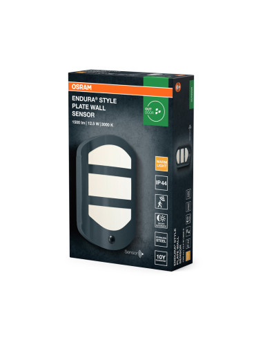 KINKIET ZEWNĘTRZNY ENDURA STYLE PLATE WALL SENSOR 12,5W 3000K DG 