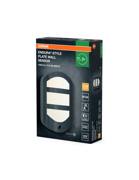 KINKIET ZEWNĘTRZNY ENDURA STYLE PLATE WALL SENSOR 12,5W 3000K DG 