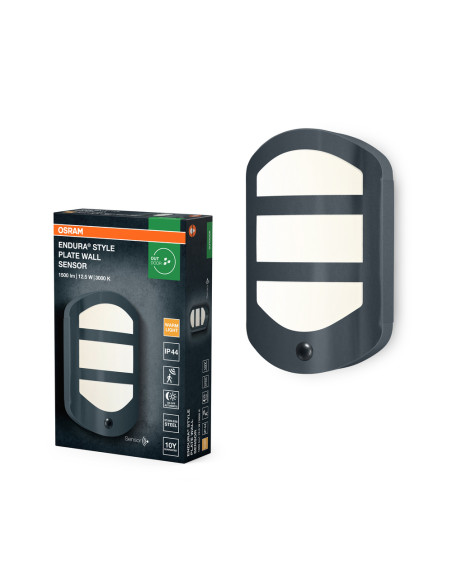 KINKIET ZEWNĘTRZNY ENDURA STYLE PLATE WALL SENSOR 12,5W 3000K DG 