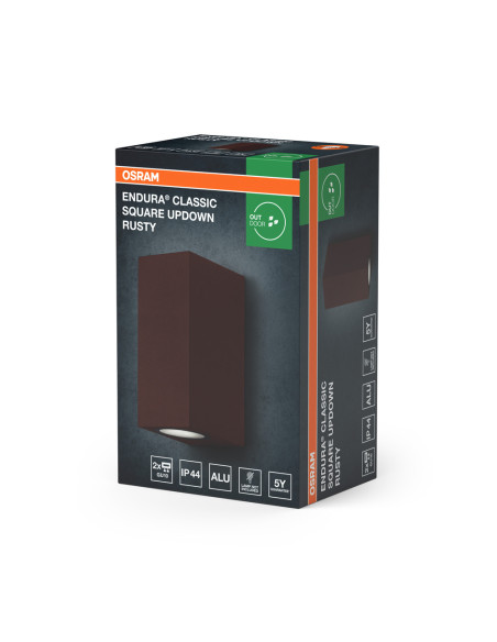 KINKIET ZEWNĘTRZNY ENDURA CLASSIC SQUARE UPDOWN GU10 IP44 RUSTY/RDZA 
