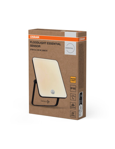 NAŚWIETLACZ FLOOD ESSENTIAL SENSOR 30W 3000K ciepła biała 2550LM BK IP65 