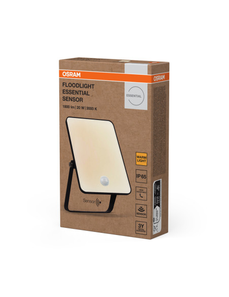 NAŚWIETLACZ FLOOD ESSENTIAL SENSOR 20W 3000K ciepła biała 1800LM BK IP65 