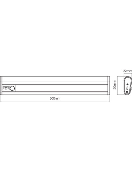OPRAWA LINIOWA LINEAR LED MOBILE USB 300 1,5W PODSZAFKOWA OPRAWA Z CZUJNIKIEM RUCHU ZASILANA BATERYJNIE 