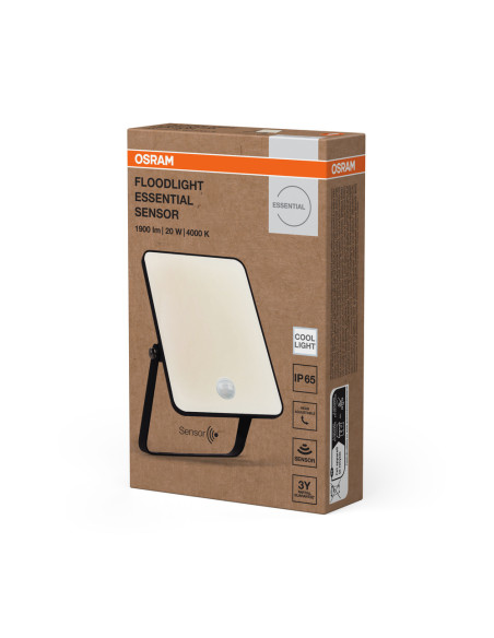 NAŚWIETLACZ FLOOD ESSENTIAL SENSOR 20W 4000K neutralna biała 1900LM BK IP65 