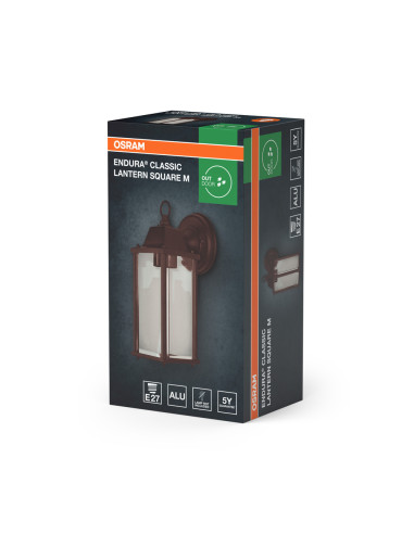KINKIET ZEWNĘTRZNY ENDURA CLASSIC LANTERN SQ M E27 IP43 KINKIET ALU RUSTY/RDZA 