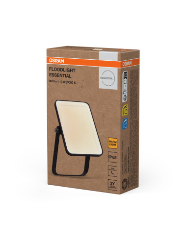 NAŚWIETLACZ FLOOD ESSENTIAL 10W 3000K ciepła biala 900LM BK IP65 