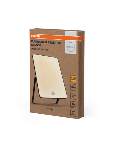NAŚWIETLACZ FLOOD ESSENTIAL SENSOR 50W 3000K ciepła biała 4500LM BK IP65 