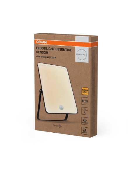 NAŚWIETLACZ FLOOD ESSENTIAL SENSOR 50W 3000K ciepła biała 4500LM BK IP65 