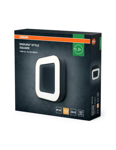 KINKIET ZEWNĘTRZNY ENDURA STYLE SQUARE 13W 3000K ciepła biała 480LM DARK GRAY 