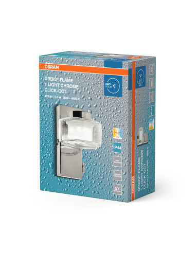 KINKIET ORBIS FLAME 5.5W CLICK CCT IP44 CHROME 