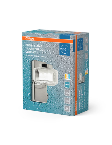 KINKIET ORBIS FLAME 5.5W CLICK CCT IP44 CHROME 