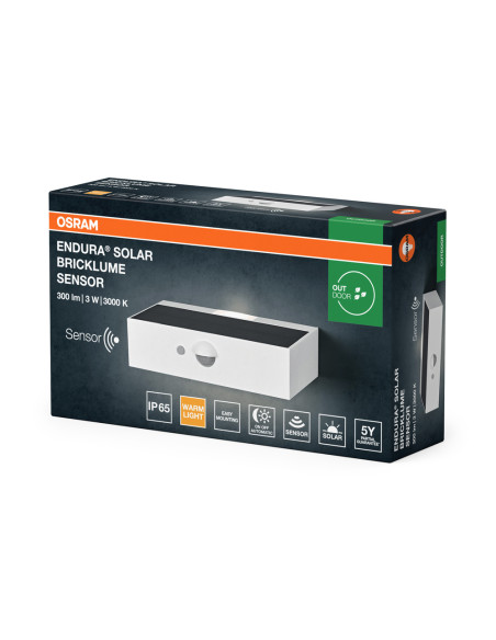 KINKIET ZEWNĘTRZNY SOLAR ENDURA STYLE BRICKLUME SENSOR WHITE 