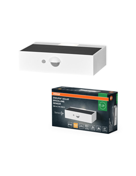 KINKIET ZEWNĘTRZNY SOLAR ENDURA STYLE BRICKLUME SENSOR WHITE 