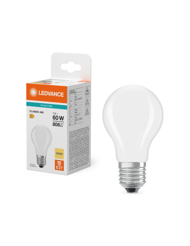 ŻARÓWKA LED V CLA60 7W 3000K ciepła biała E27 FIL FR 806LM VALUE 