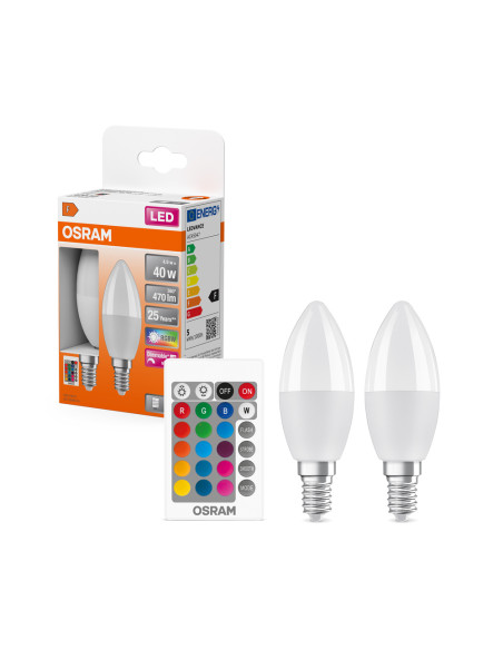 2-PAK ŻARÓWKA LED STAR CLB40 RGBW FR 40 DIM +REMOTE CONTROL 4,9W 2700K ciepła biała E14 