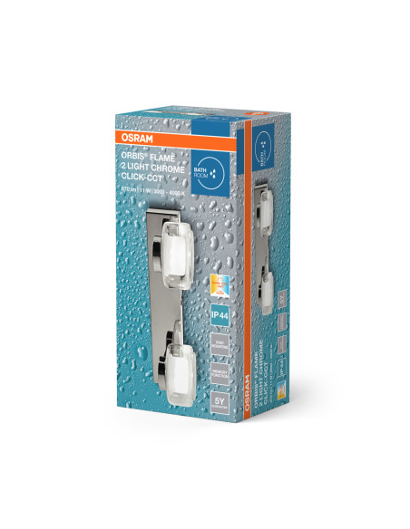 OPRAWA ORBIS FLAME 2X5.5W CLICK CCT IP44 CHROME 
