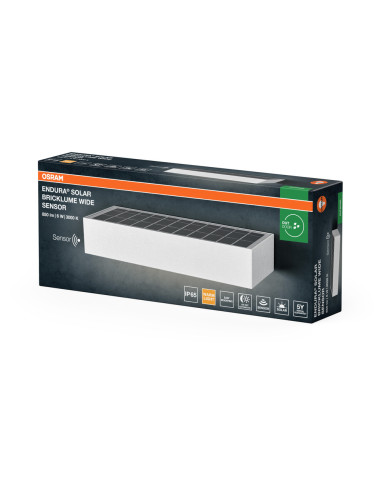 KINKIET ZEWNĘTRZNY SOLAR ENDURA STYLE BRICKLUME SENSOR WIDE WHITE 