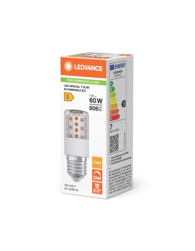 ŻARÓWKA SPECIAL LED T SLIM 60 320° DIM P 7W 2700 ciepła biała CLEAR E27 806LM 