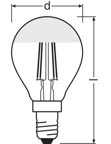 ŻARÓWKA LED P CLP31 MIRROR SILVER 4W 2700K ciepła biała E14 FIL 350LM 