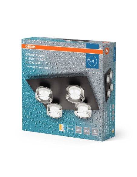 OPRAWA ORBIS FLAME 4X5.5W CLICK CCT IP44 BLACK 