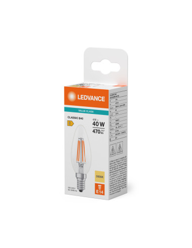 ŻARÓWKA LED V CLB40 4W 3000K ciepła biała E14 FIL CL 470LM VALUE  