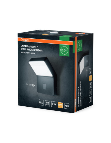 KINKIET ZEWNĘTRZNY ENDURA STYLE WALL SENSOR WIDE 12W 3000K 750LM GRAY 