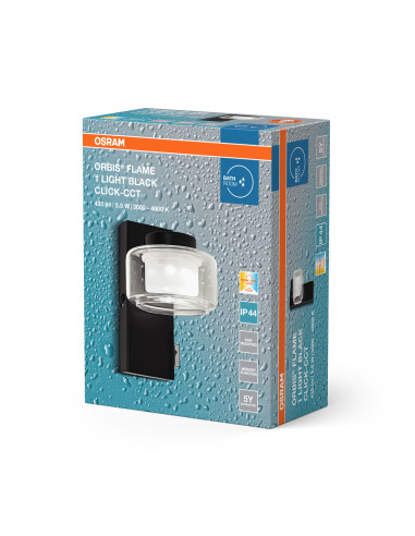 KINKIET ORBIS FLAME 5.5W CLICK CCT IP44 BLACK 