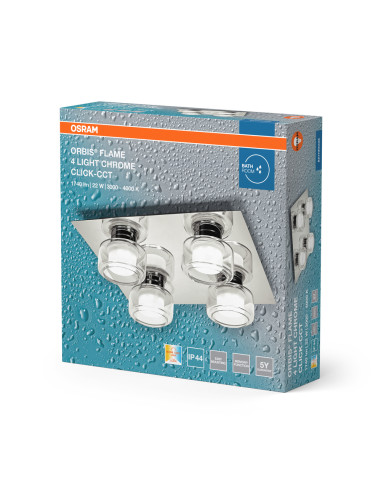 OPRAWA ORBIS FLAME 4X5.5W CLICK CCT IP44 CHROME 