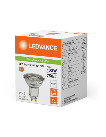ŻARÓWKA LED P SPOT PAR16 GL 100 36° DIM 7W 4000K neutralna biała GU10 750LM 