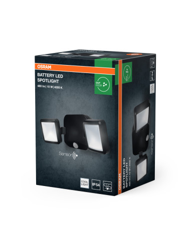 BATTERY LED SPOTLIGHT DOUBLE 10W 4000K  BLACK  