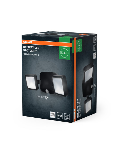 BATTERY LED SPOTLIGHT DOUBLE 10W 4000K  BLACK  