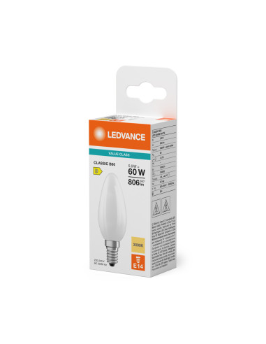 ŻARÓWKA LED V CLB60 5,9W 3000K ciepła biała E14 FIL FR 806LM VALUE  