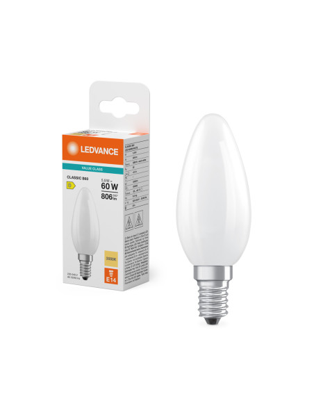 ŻARÓWKA LED V CLB60 5,9W 3000K ciepła biała E14 FIL FR 806LM VALUE  