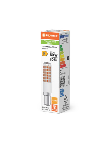ŻARÓWKA SPECIAL LED T SLIM 60 320° P 6.5W 2700K ciepła biała 806LM CLEAR 