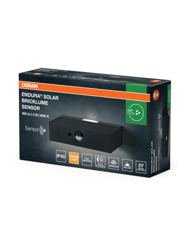 KINKIET ZEWNĘTRZNY SOLAR ENDURA STYLE BRICKLUME SENSOR DARK GRAY 