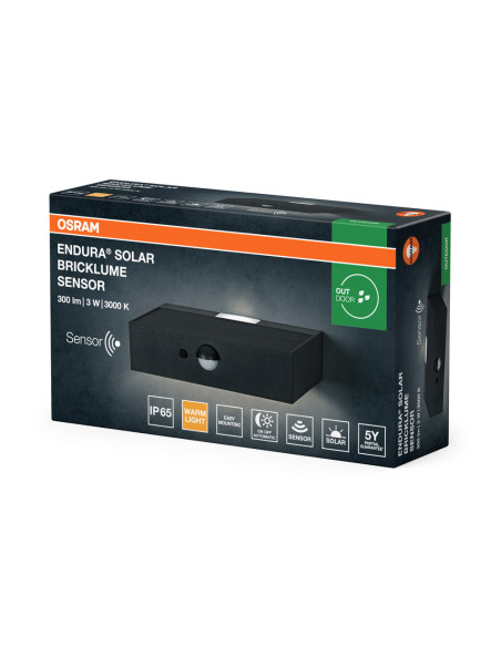 KINKIET ZEWNĘTRZNY SOLAR ENDURA STYLE BRICKLUME SENSOR DARK GRAY 