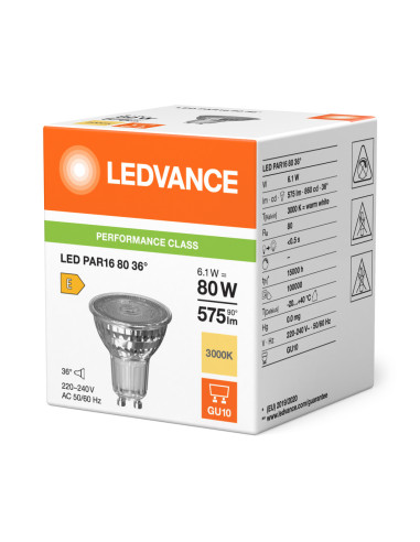ŻARÓWKA LED P SPOT PAR16 GL 80 36° 6,1W 3000K ciepła biała GU10 575LM 