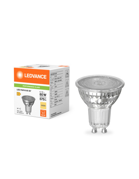 ŻARÓWKA LED P SPOT PAR16 GL 80 36° 6,1W 3000K ciepła biała GU10 575LM 