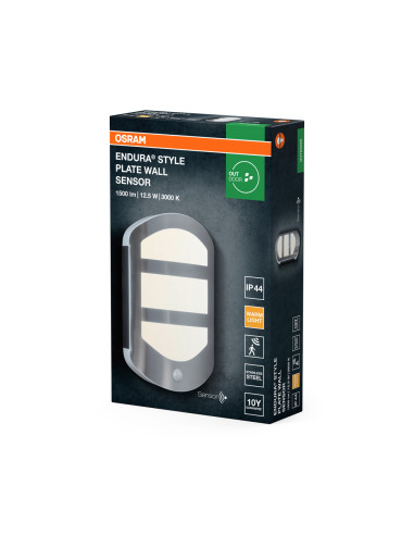 KINKIET ZEWNĘTRZNY ENDURA STYLE PLATE WALL SENSOR 12,5W 3000K 600LM 
