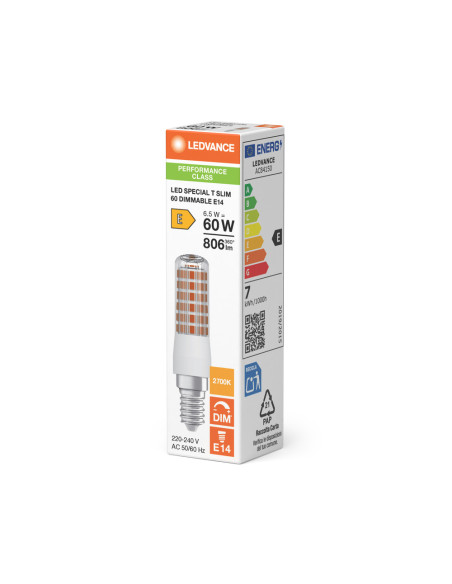 ŻARÓWKA SPECIAL LED T SLIM 60 320° DIM P 6.5W 2700K ciepł biała CLEAR E14 806LM 