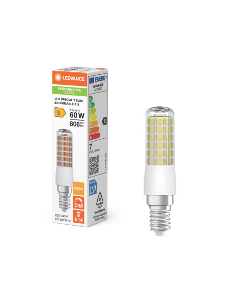 ŻARÓWKA SPECIAL LED T SLIM 60 320° DIM P 6.5W 2700K ciepł biała CLEAR E14 806LM 
