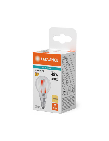 ŻARÓWKA LED V CLP40 4W 3000K ciepła biała E14 FIL CL 470LM VALUE 