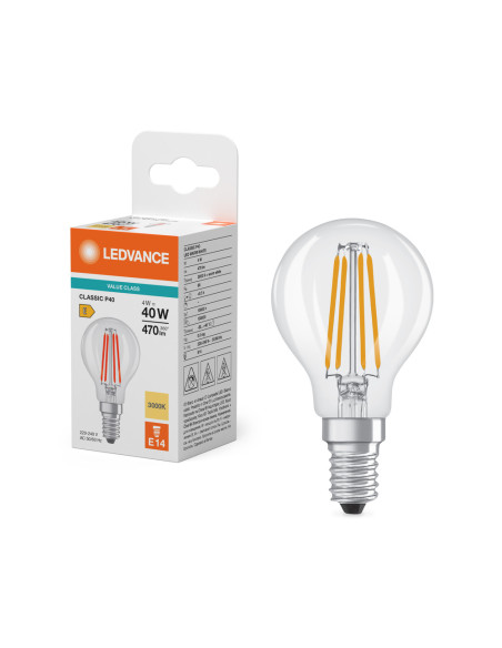 ŻARÓWKA LED V CLP40 4W 3000K ciepła biała E14 FIL CL 470LM VALUE 
