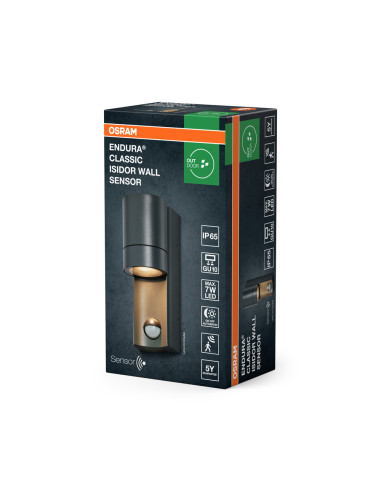 KINKIET ZEWNĘTRZNY Endura Classic IP65 ISIDOR GU10 WALL Sensor Dark Gray 