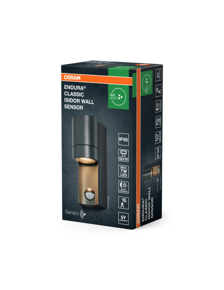 KINKIET ZEWNĘTRZNY Endura Classic IP65 ISIDOR GU10 WALL Sensor Dark Gray 