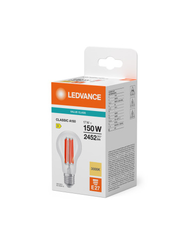 ŻARÓWKA LED V CLA150 17W 3000K ciepła biała E27 FIL CL 2452LM VALUE 