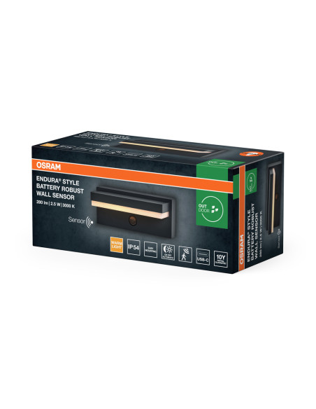 KINKIET ZEWNĘTRZNY Endura Style IP54 ROBUS WALL SENSOR +USB Dark Gray 