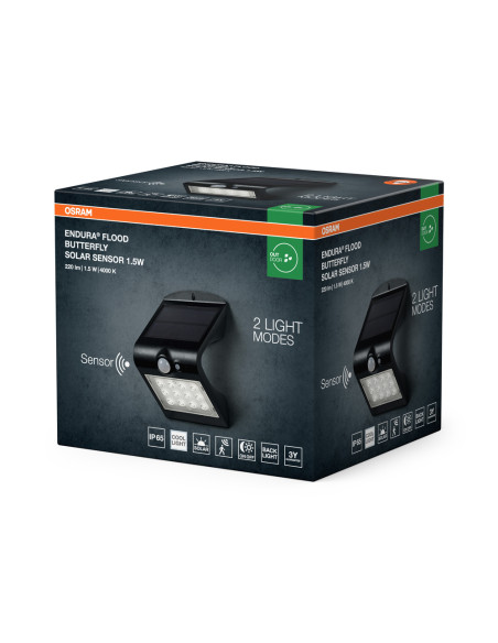 NAŚWIETLACZ ENDURA FLOOD BUTTERFLY SOLAR SENSOR 1,5W 4000K neutralna biała BK 