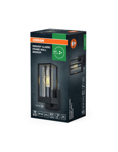 KINKIET ZEWNĘTRZNY ENDURA CLASSIC FRAME WALL SENSOR E27 IP44 ALU DG 