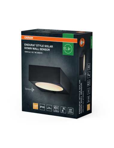 KINKIET ZEWNĘTRZNY SOLAR ENDURA STYLE DOWN WALL SENSOR 10,7W 3000K IP54 